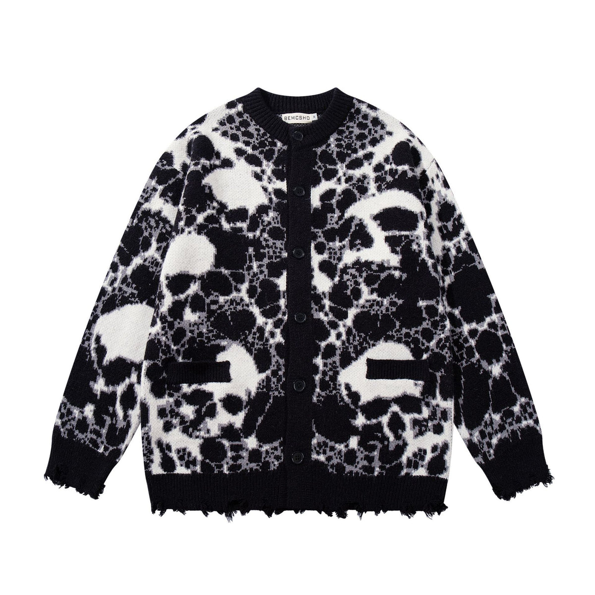 Veste Pull Skull Jacquard Homme – Style Dark Streetwear