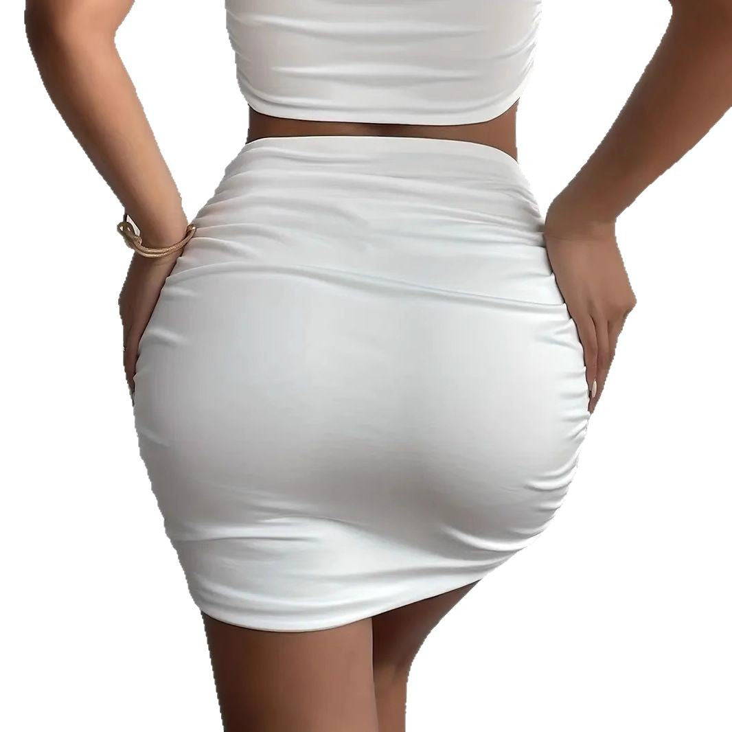 Sexy one shoulder short skirt with hollowed out hip hugging skirt