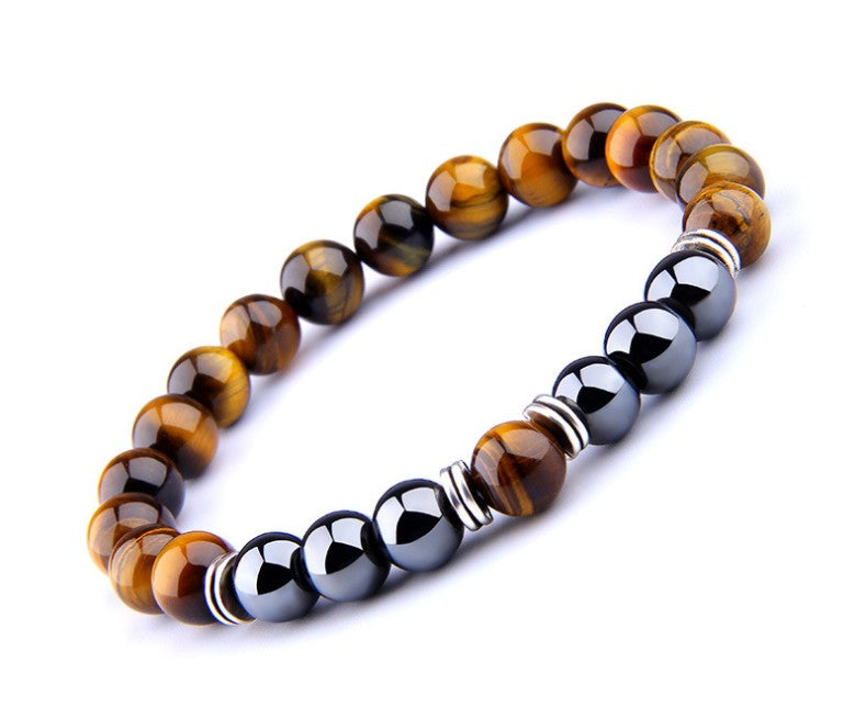Bracelet Homme Oeil de Tigre Obsidienne 8MM | Élastique Polyvalent | Bijou Mode