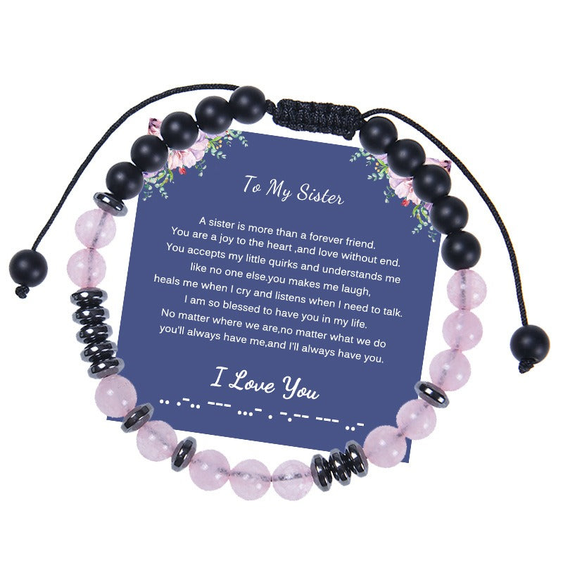 Bracelet Ma Fille | Pierre Givrée Cristal Poudre 6MM | Cadeau Personnalisé