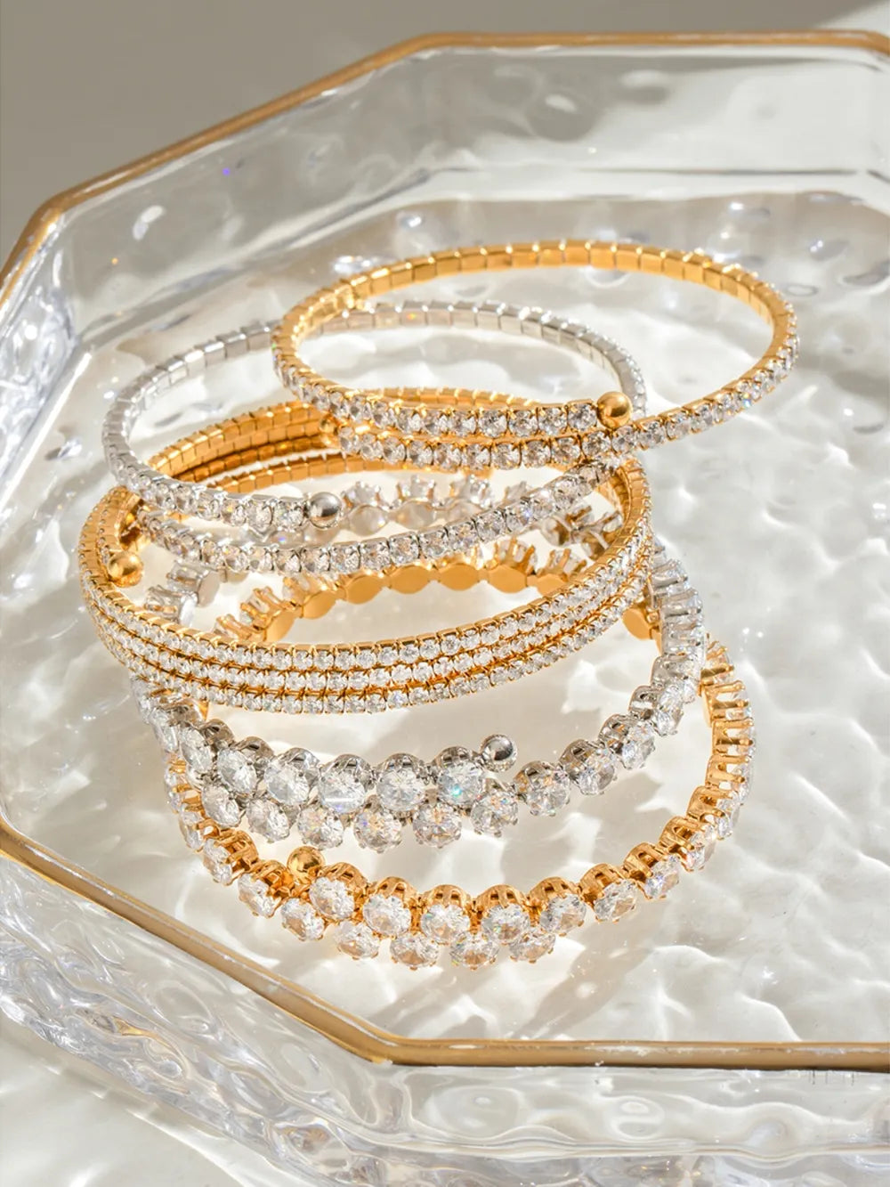 Bracelet Acier Inoxydable Incrusté Zircon | Bijou Élégant Femme | Accessoire Mode