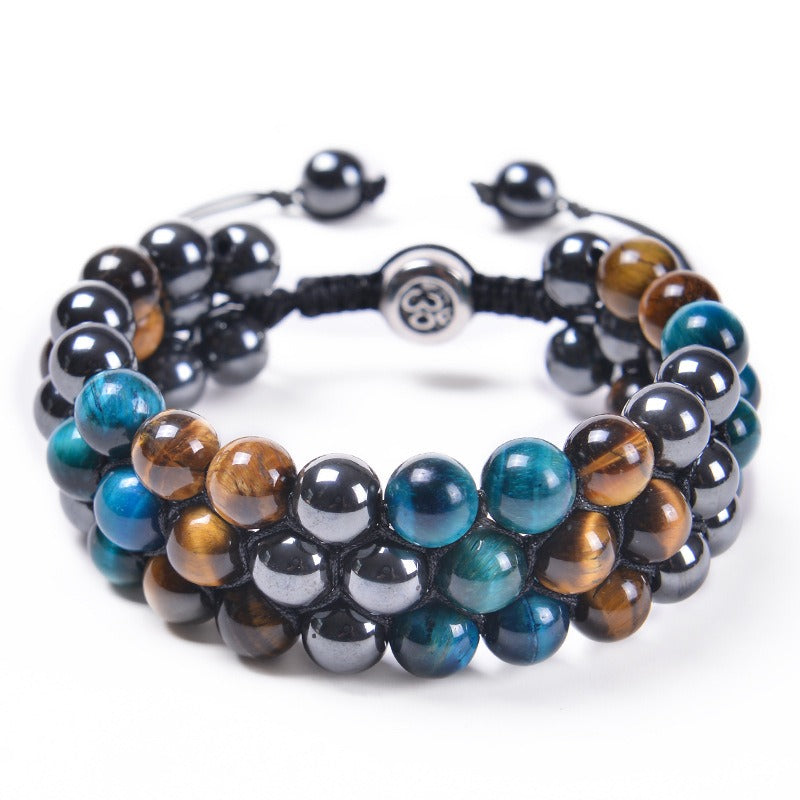 Bracelet Homme Pierre Naturelle 8MM | Oeil de Tigre Tressé Ajustable