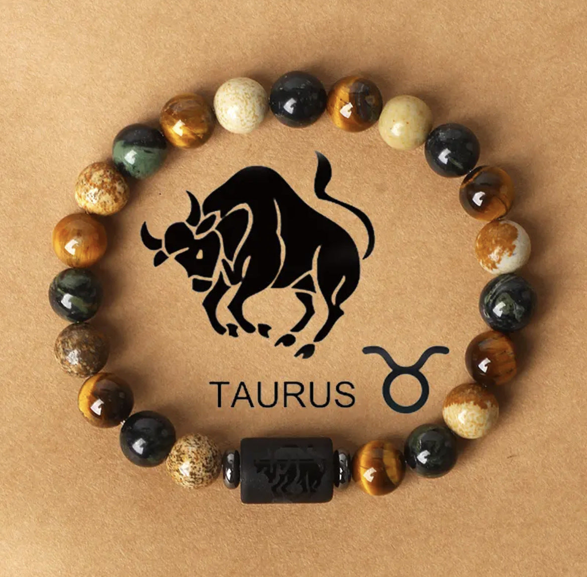 Bracelet Pierre Naturelle Oeil de Tigre | Image Zodiaque Perles | Bijou Spirituel