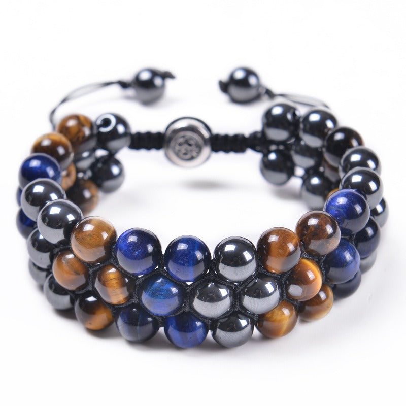Bracelet Homme Pierre Naturelle 8MM | Oeil de Tigre Tressé Ajustable
