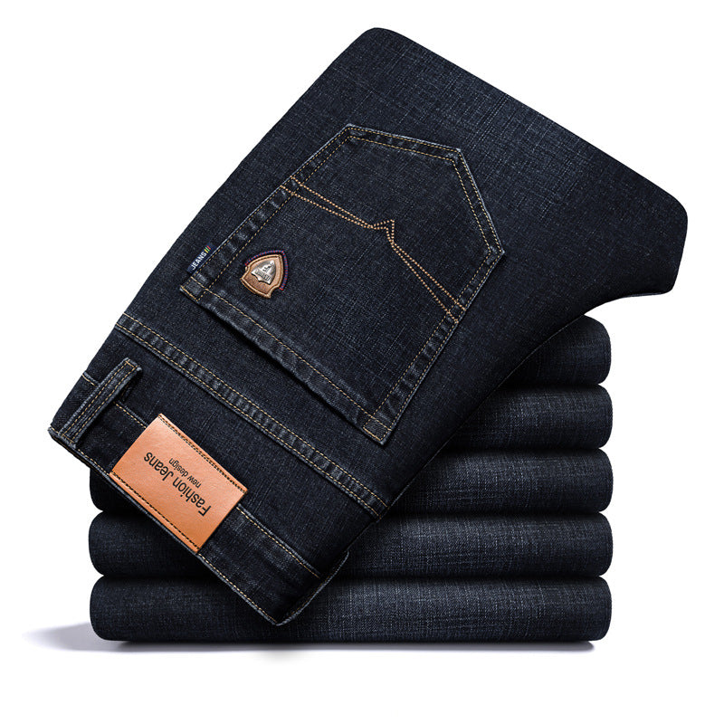 Thick and fluffy men's autumn and winter loose straight leg jeans
