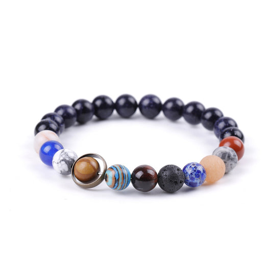 Couple Models Starry Sky Galaxy Bracelet Volcanic Stone Frosted Lapis Lazuli Blue Sandstone Bracelet Jewelry