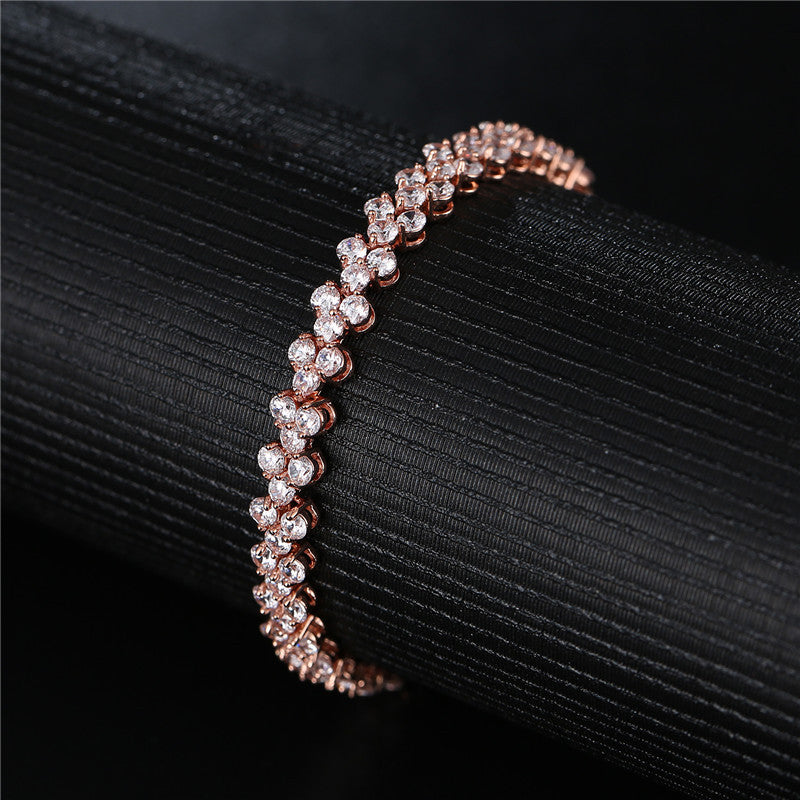 Bracelet Romain Cuivre Zircon AAA | Bijou Luxueux Femme | Cadeau Élégant