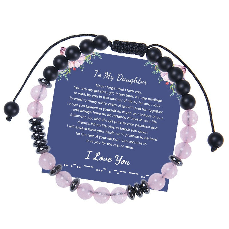 Bracelet Ma Fille | Pierre Givrée Cristal Poudre 6MM | Cadeau Personnalisé