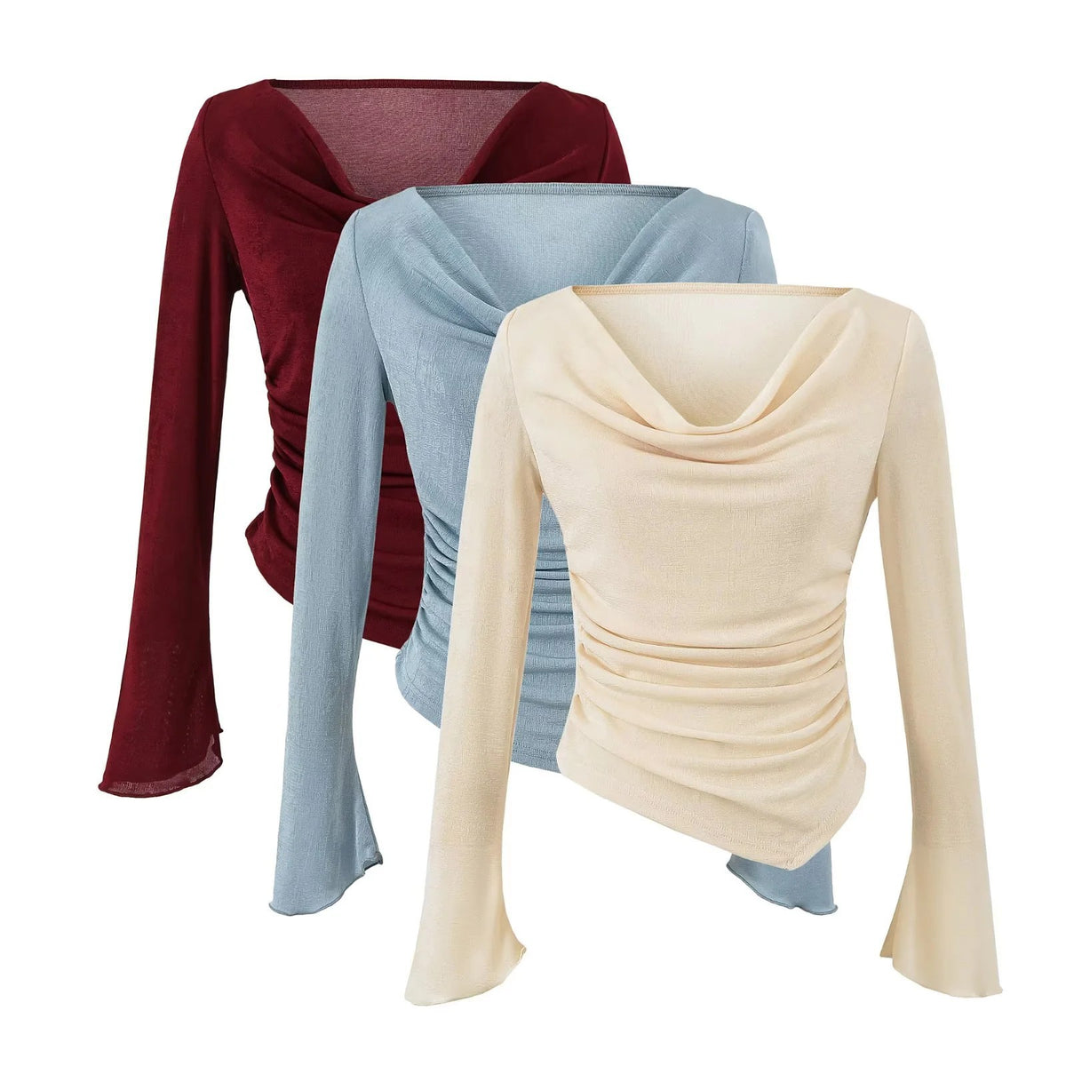 Sexy Swinging Neck Long Sleeve T-shirt for Women