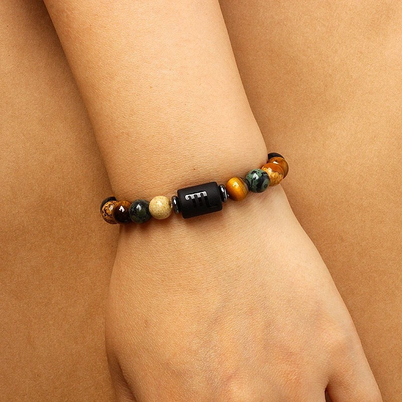 Bracelet Pierre Naturelle Oeil de Tigre | Image Zodiaque Perles | Bijou Spirituel
