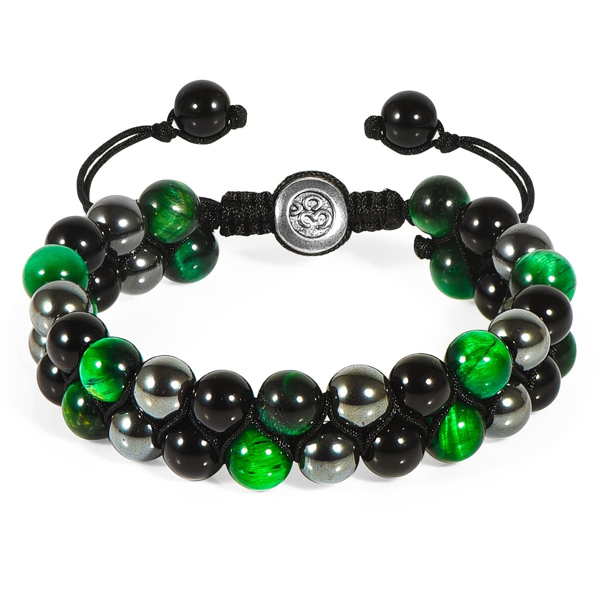 Bracelet Homme Yoga | Oeil de Tigre & Agate Noire | Magnétique Ajustable