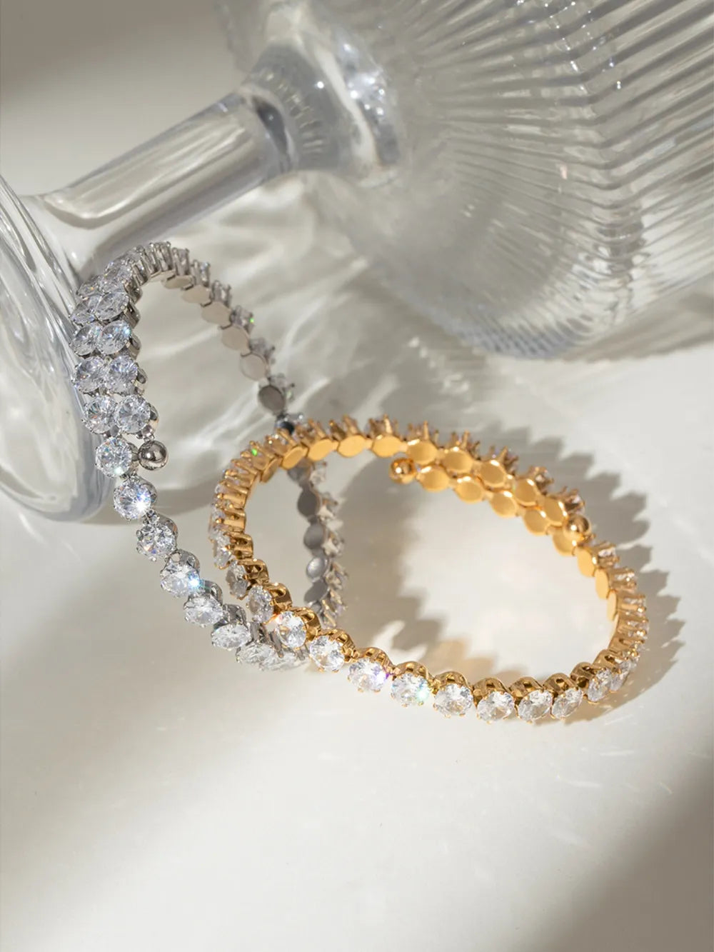 Bracelet Acier Inoxydable Incrusté Zircon | Bijou Élégant Femme | Accessoire Mode