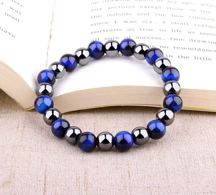 Royal Blue Tiger Eye Bracelet Men's Simple Obsidian Couple Friendship Bracelet（B200036 B200037）