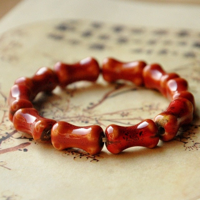 Flower Glaze Beads Bracelet Geometric Strand Bracelet Ethnic Vintage Bracelet For Men And Women