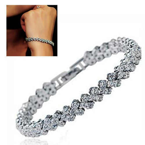 Bracelet Romain Femme Zircon Cristal | Bague avec Diamants | Bijou Mode