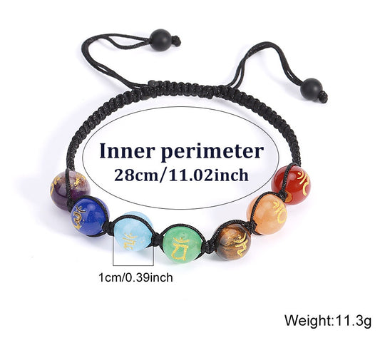 Colorful natural crystal semi precious stone bracelet braided bracelet