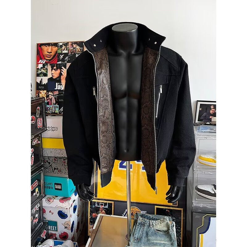Limited Mountain Python Stand-Up Collar Jacket Unisex Clean Fit High-End Utility Coat Loose Top