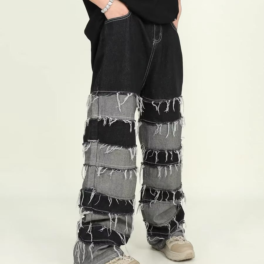 Jean Tassel Patchwork Homme High Street – Style Américain