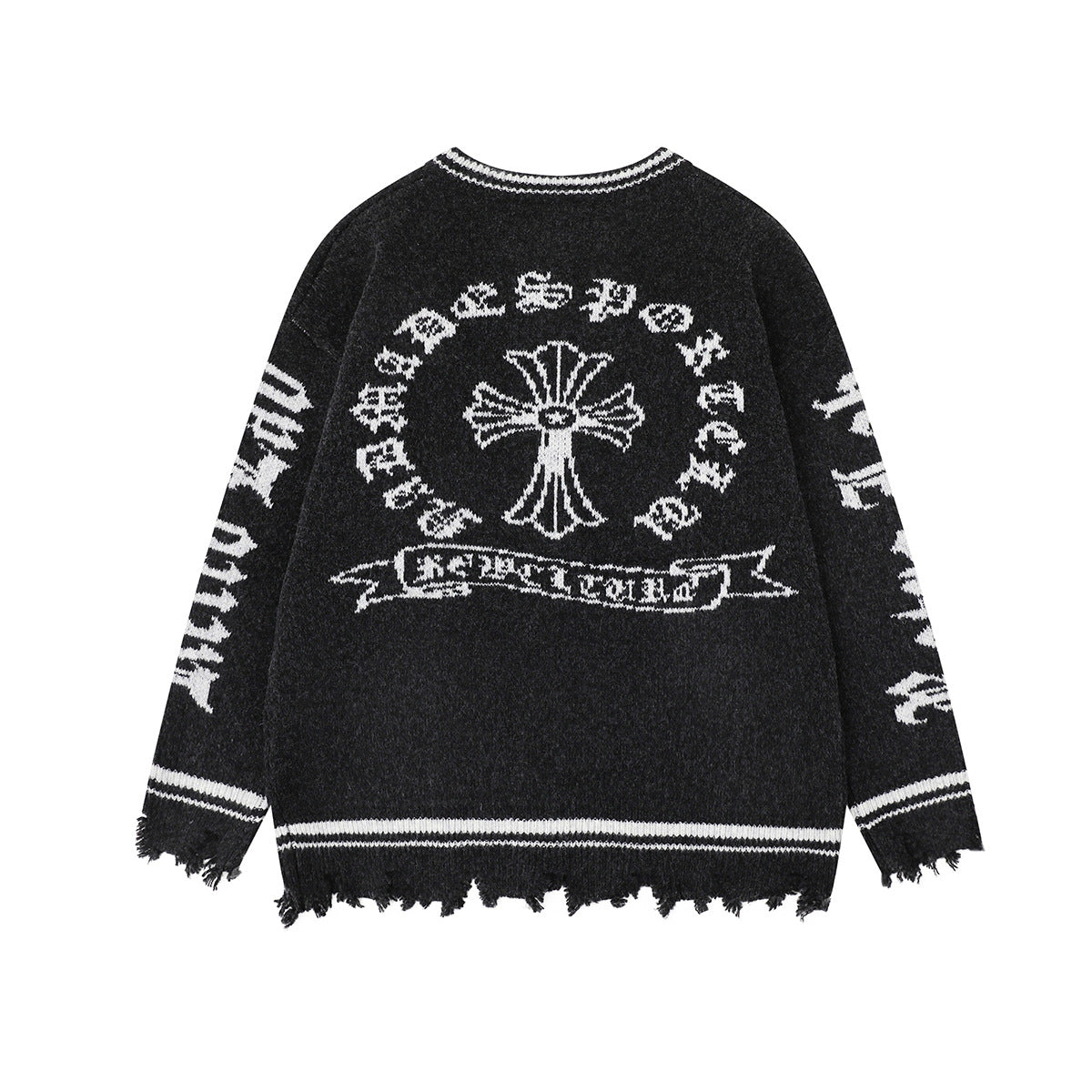 Cardigan Croisé Jacquard Homme Col Rond – Style Streetwear