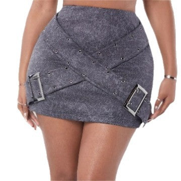 Cross waistband slim fit waist hugging skirt