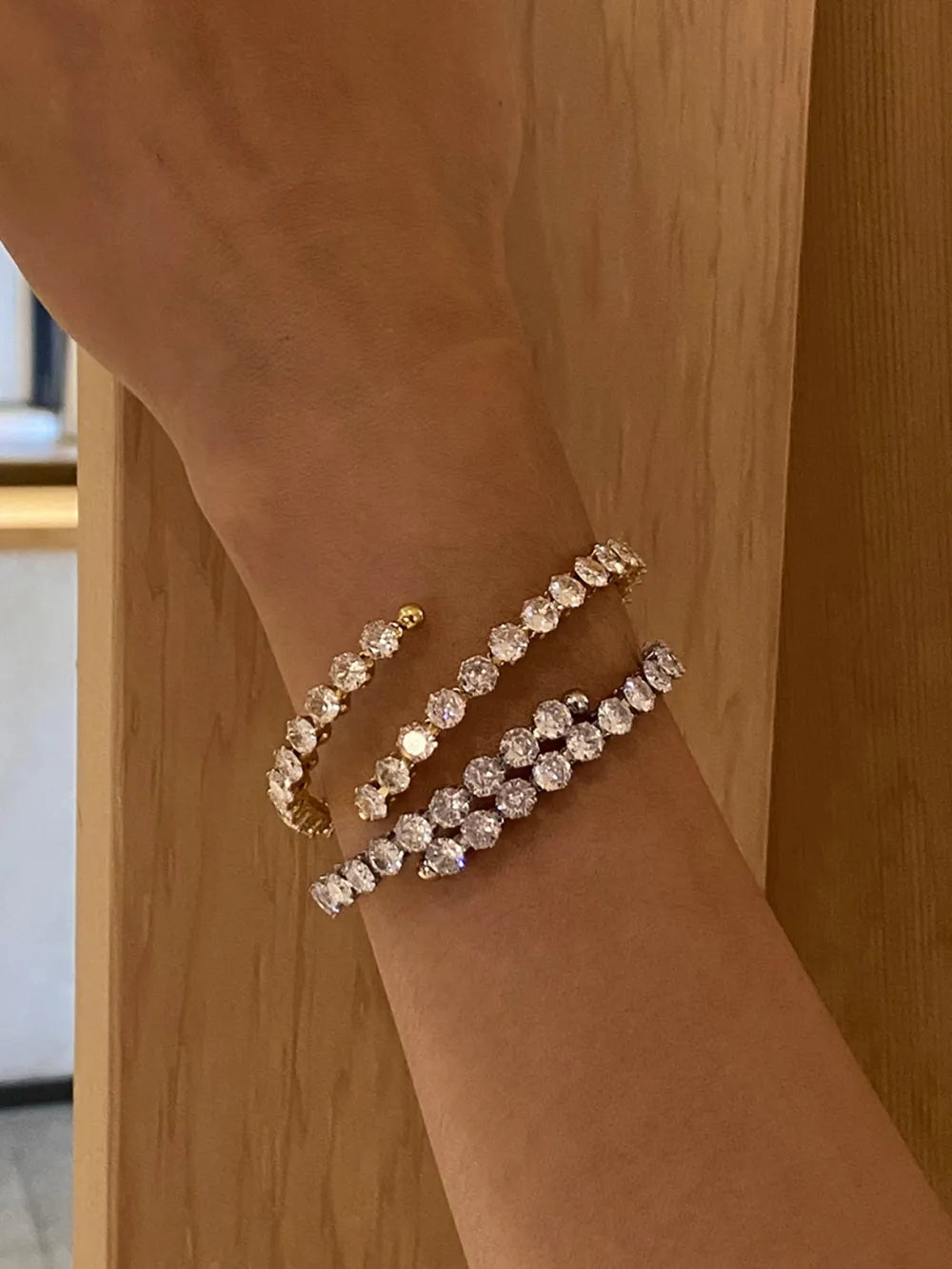 Bracelet Acier Inoxydable Incrusté Zircon | Bijou Élégant Femme | Accessoire Mode