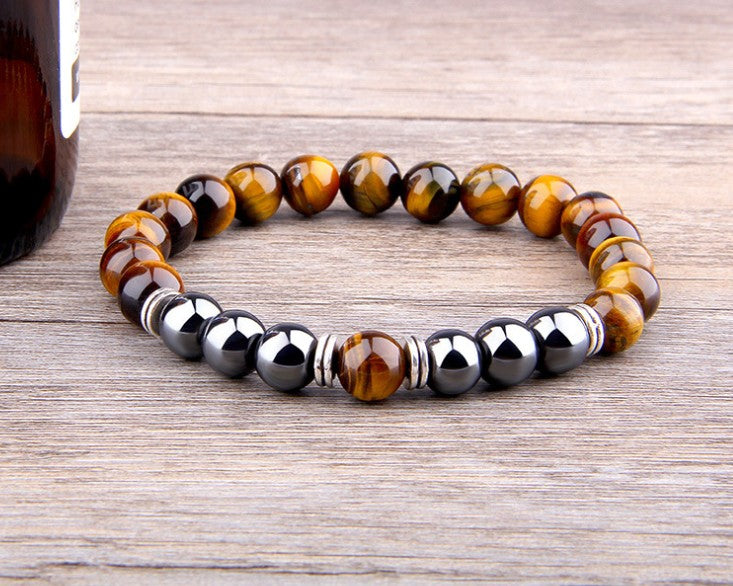 Bracelet Homme Oeil de Tigre Obsidienne 8MM | Élastique Polyvalent | Bijou Mode
