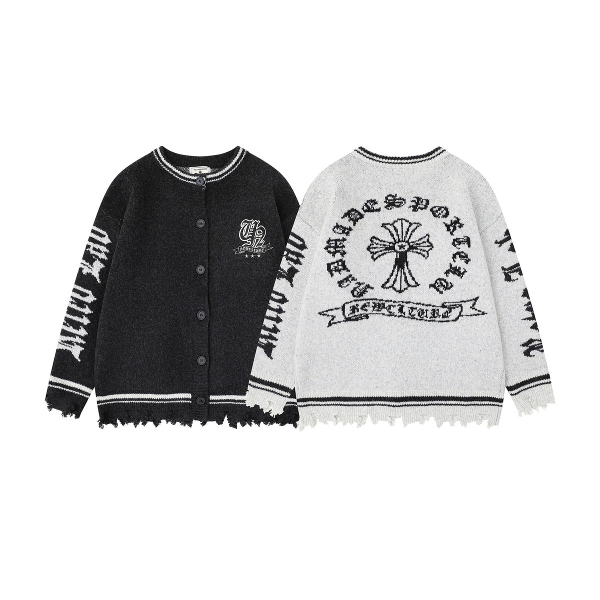 Cardigan Croisé Jacquard Homme Col Rond – Style Streetwear