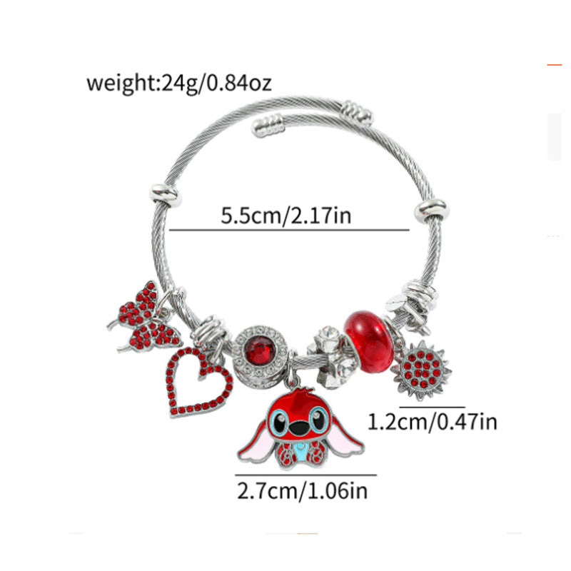Bracelet Personnage Cartoon Stitch | Bijou Fun Tendance | Cadeau Enfant Ado