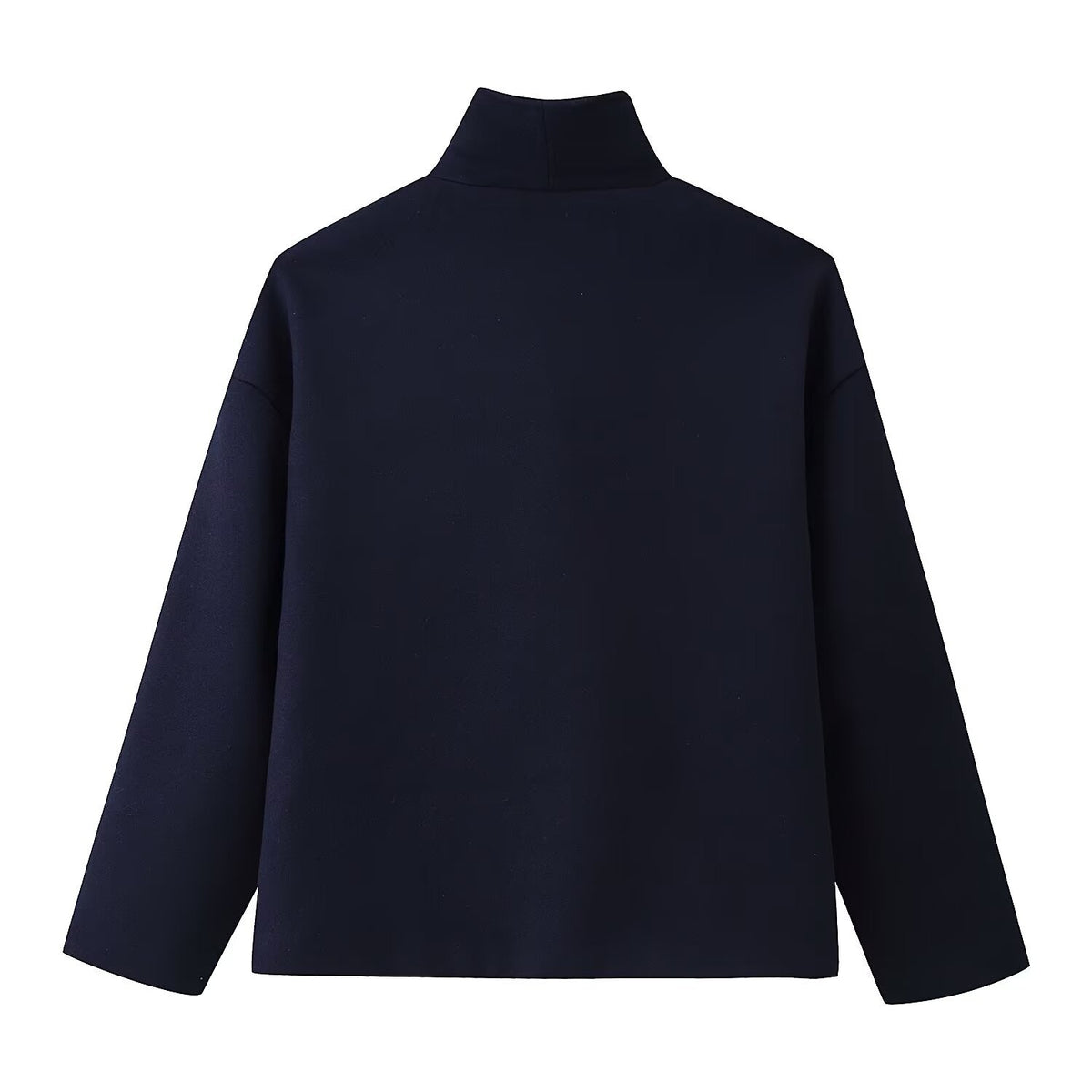 Stand up collar double breasted short woolen jacket