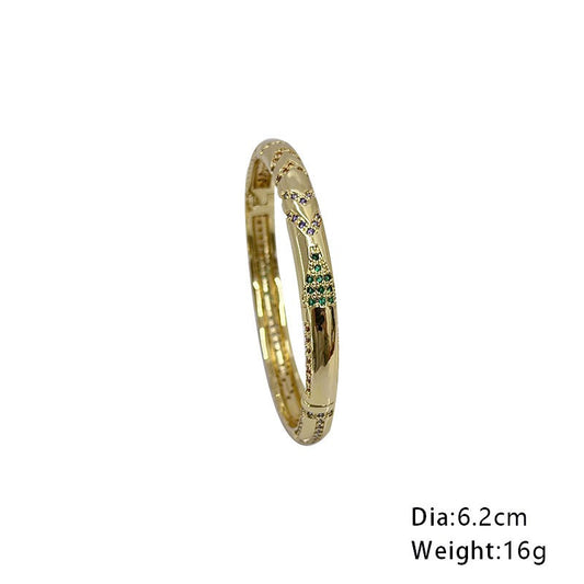Bow shaped bracelet with copper micro inlaid zircon bracelet