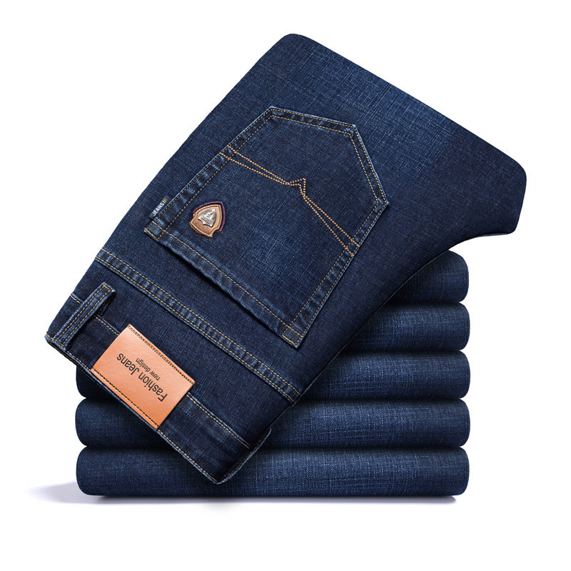 Thick and fluffy men's autumn and winter loose straight leg jeans