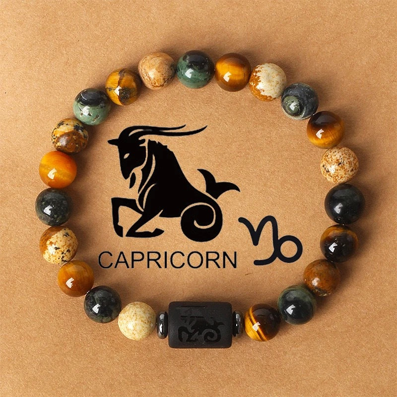 Bracelet Pierre Naturelle Oeil de Tigre | Image Zodiaque Perles | Bijou Spirituel