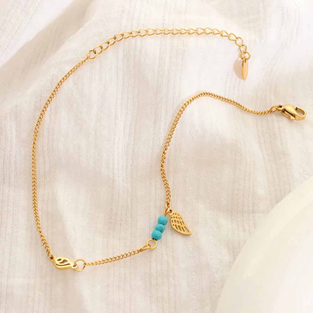 Bracelet Cheville Aile | Acier Titane Inoxydable | Bijou Femme Charme