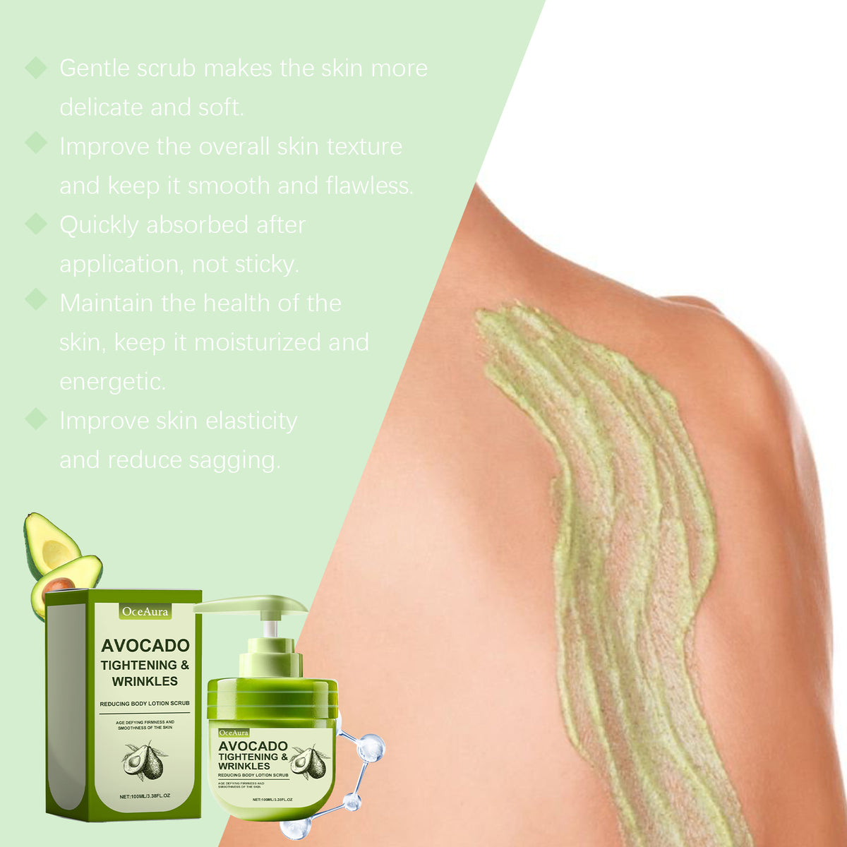 Lotion Exfoliante Corps Avocat OceAura | Hydratation Complète Peau | Soin Corps
