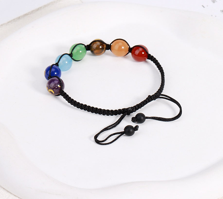 Colorful natural crystal semi precious stone bracelet braided bracelet