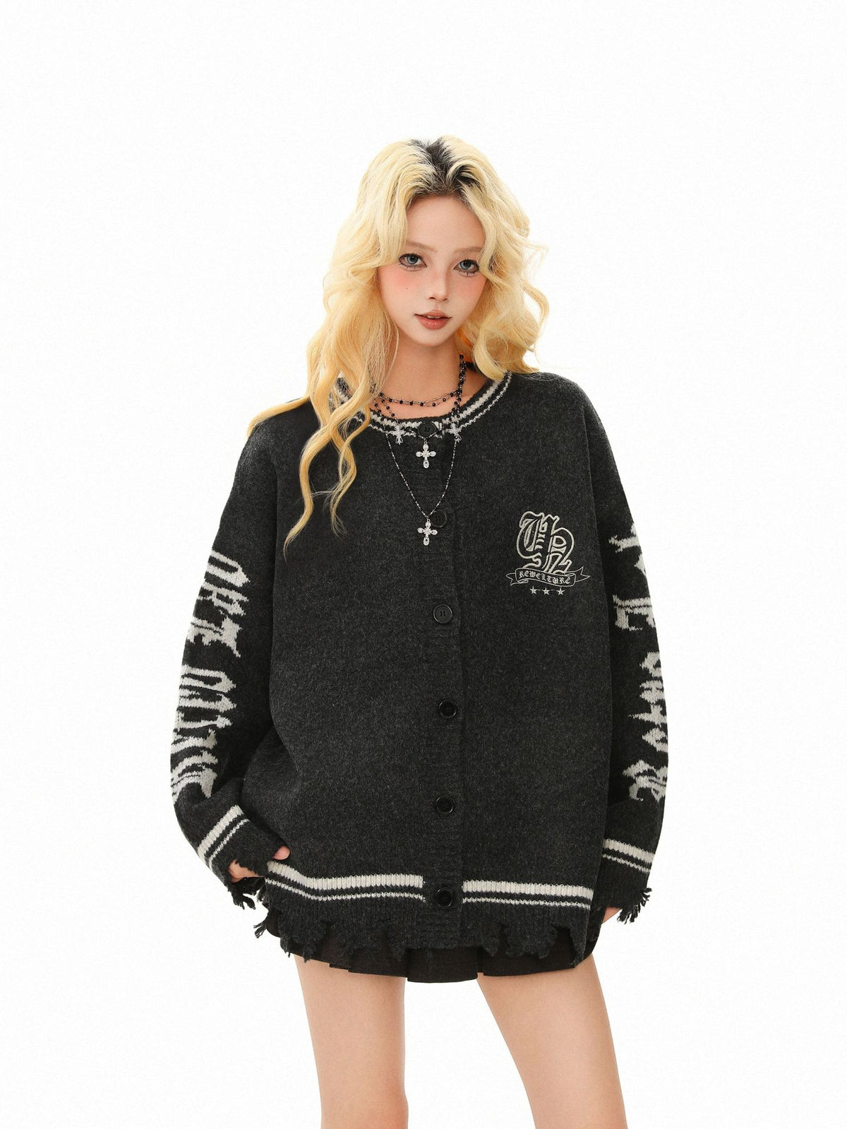 Cardigan Croisé Jacquard Homme Col Rond – Style Streetwear
