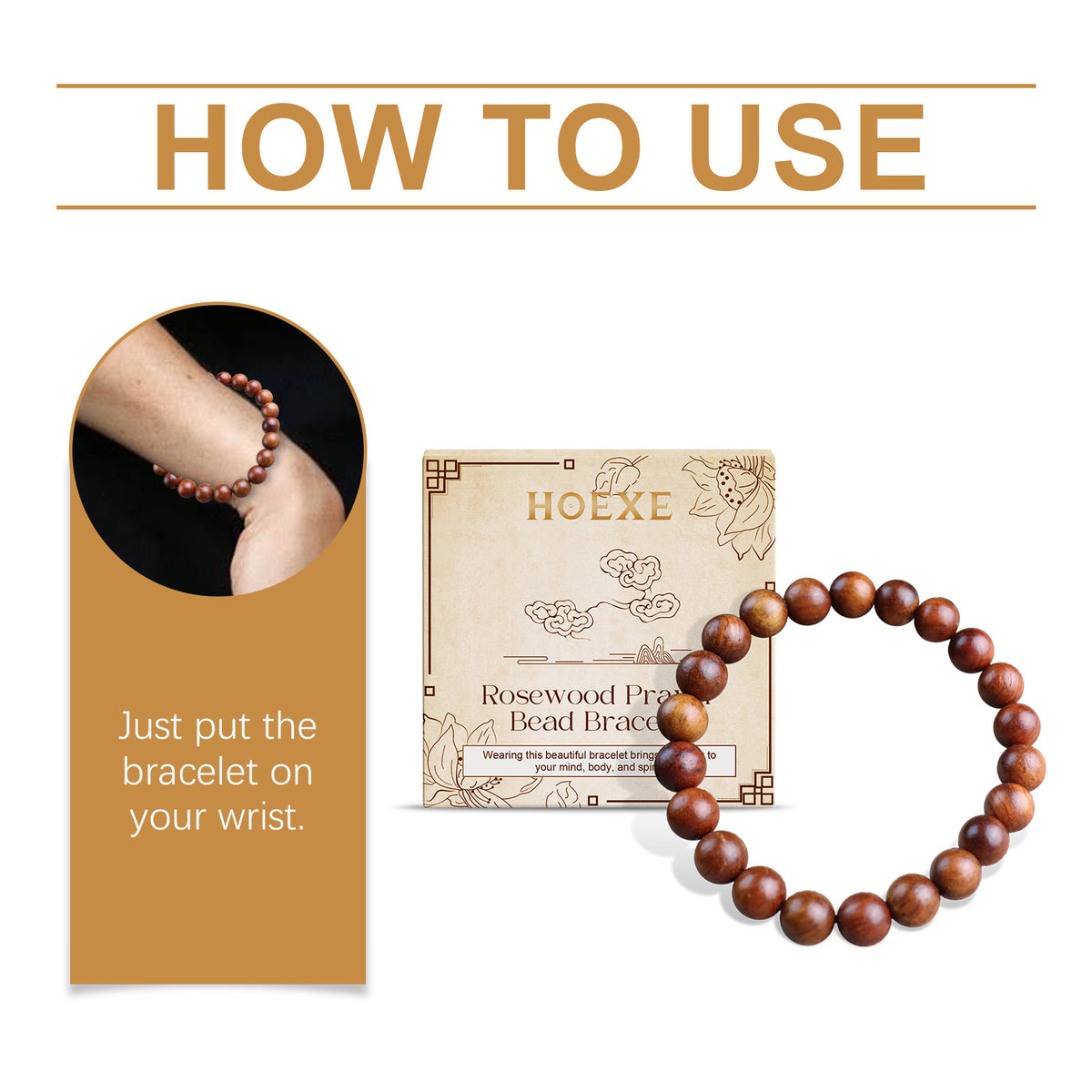 Bracelet Bois de Rose Unisexe | Perles Décoratives Quotidien | Bijou Nature