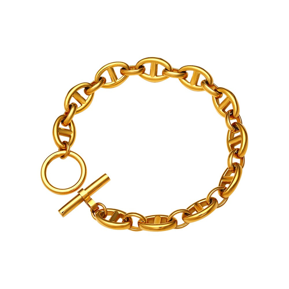 Bracelet Nez de Cochon Acier Titane | Bijou Tendance Unisexe | Accessoire Mode