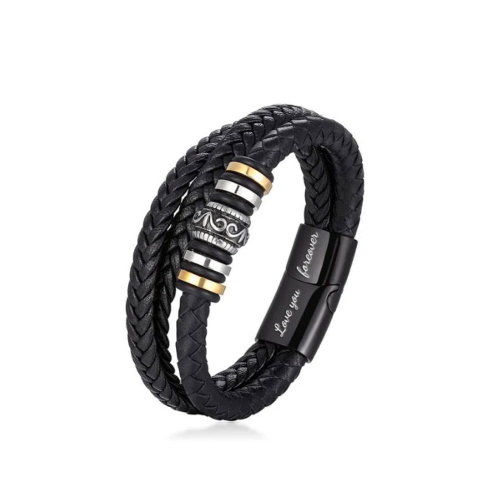 Bracelet Corde Cuir Acier Inoxydable | Bijou Homme Résistant | Accessoire Mode