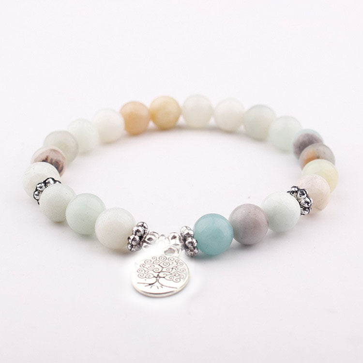 Bracelet Mala Lotus Amazonite Naturelle | Méditation Guérison | Bijou Spirituel