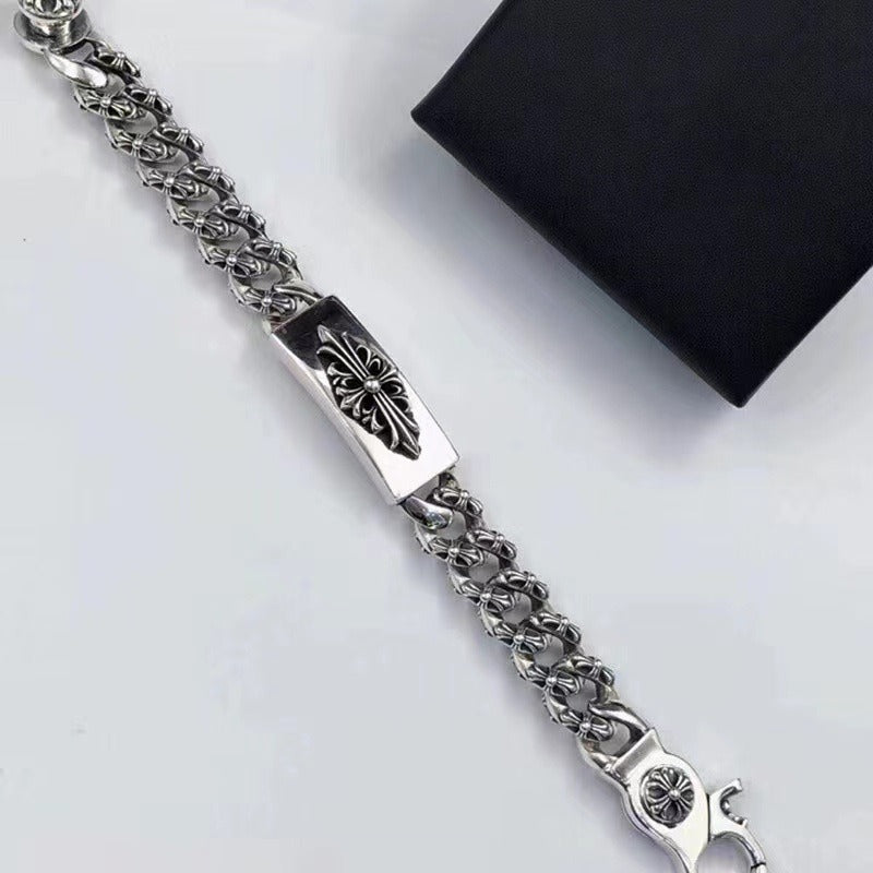 Chaoxuan Croix Vintage Sword Lobster Clasp Bracelet Long Cross Flower Men's Premium Classic Full Flower Cuban Chain