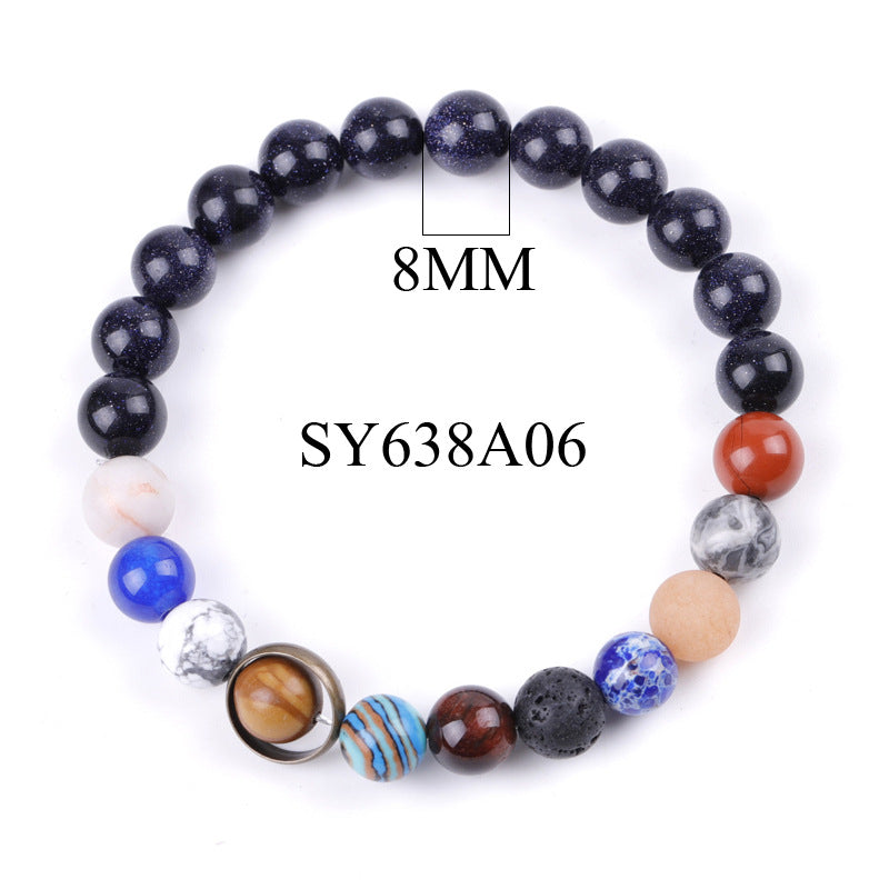 Couple Models Starry Sky Galaxy Bracelet Volcanic Stone Frosted Lapis Lazuli Blue Sandstone Bracelet Jewelry