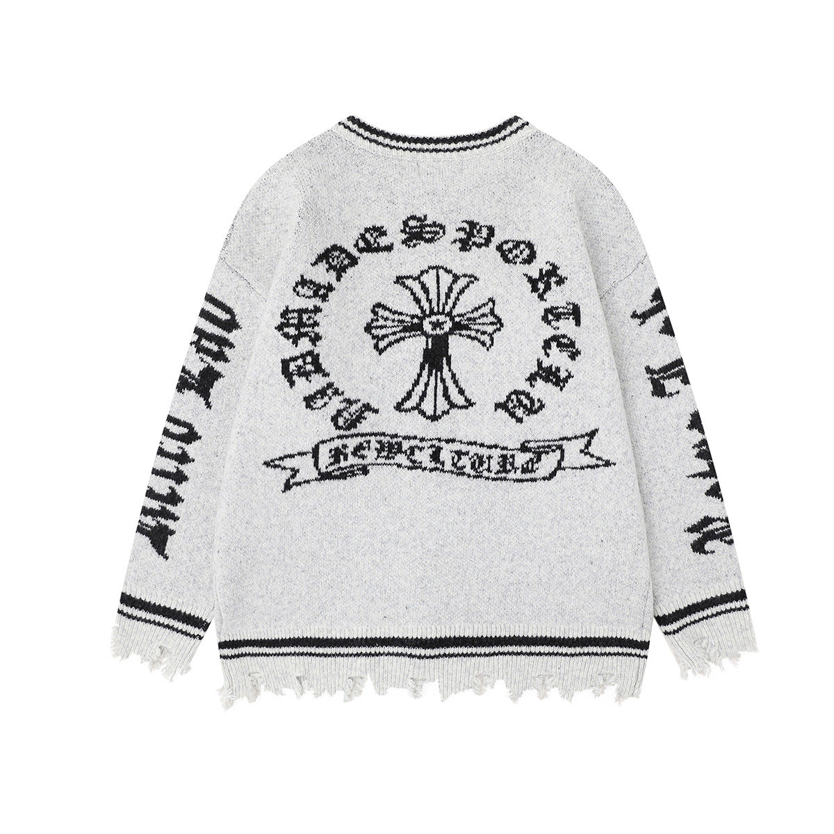Cardigan Croisé Jacquard Homme Col Rond – Style Streetwear