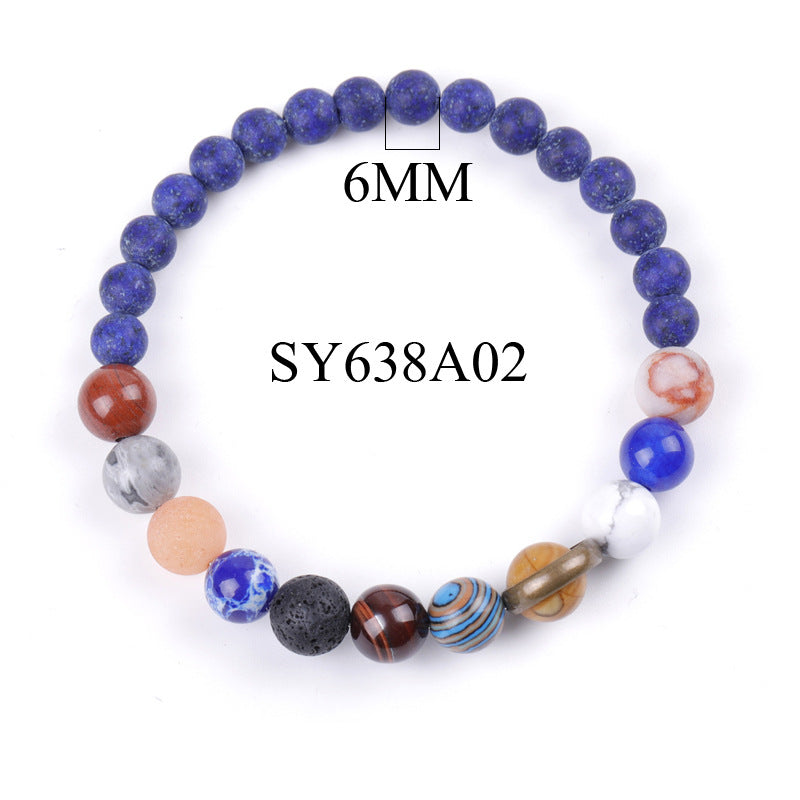 Couple Models Starry Sky Galaxy Bracelet Volcanic Stone Frosted Lapis Lazuli Blue Sandstone Bracelet Jewelry
