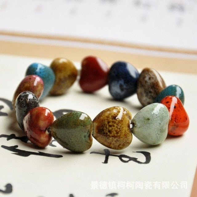 Flower Glaze Beads Bracelet Geometric Strand Bracelet Ethnic Vintage Bracelet For Men And Women