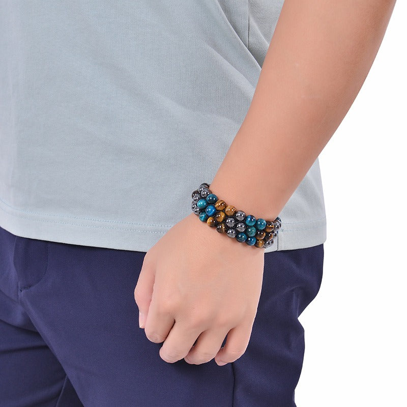 Bracelet Homme Pierre Naturelle 8MM | Oeil de Tigre Tressé Ajustable