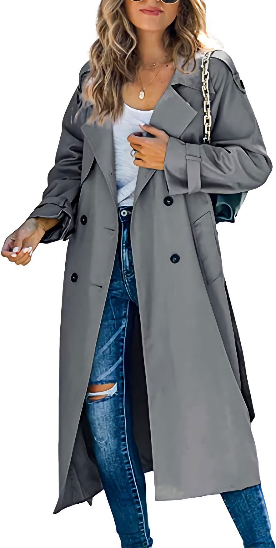 Women's Autumn/Winter Trench CoatOuterwear Long Sleeve Double-Breasted Notch Lapel Straight Fit Wool Blend Casual Wear
