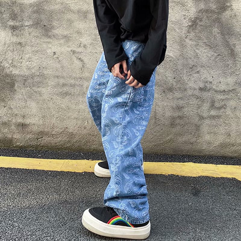 Jeans Droits Homme Style Japonais Streetwear – Coupe Large