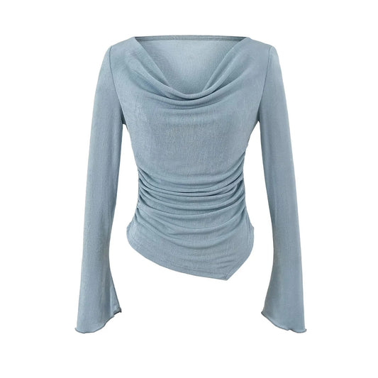 Sexy Swinging Neck Long Sleeve T-shirt for Women