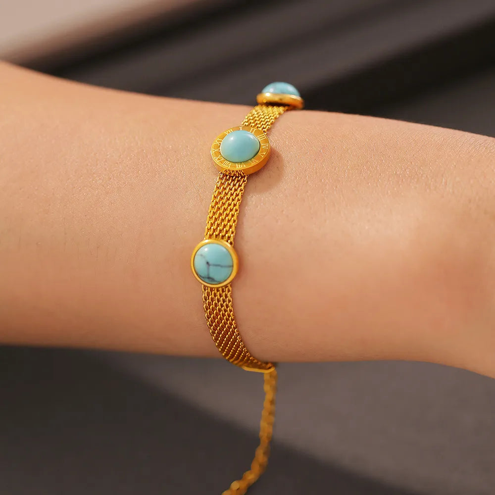 Bracelet Turquoise Acier Titane | Bijou Homme Femme Coloré | Accessoire Mode